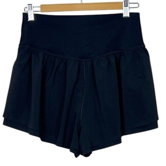 OFFLINE by Aerie Black Ruched V-Front Flowy High Waisted Athletic Shorts L - Picture 4 of 8